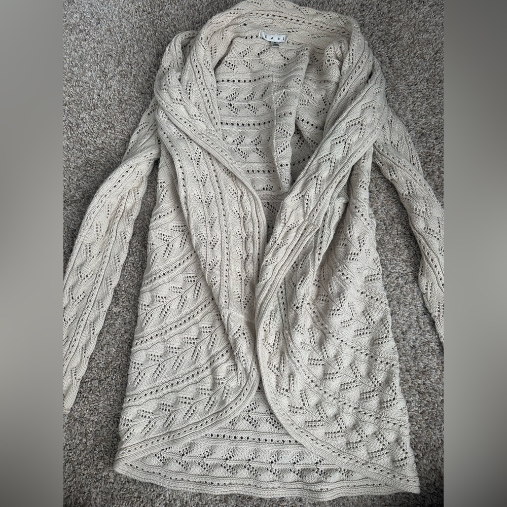 CAbi Cream Textured Knit Cardigan